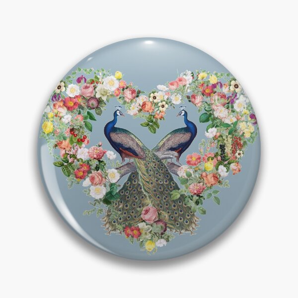 Item preview, Indian Peacock, Peafowl Surrounded By Beautiful Flowers Heart Shape designed and sold by TrulyEpoque.