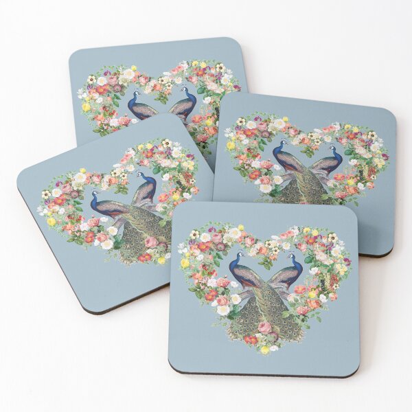 Item preview, Indian Peacock, Peafowl Surrounded By Beautiful Flowers Heart Shape designed and sold by TrulyEpoque.