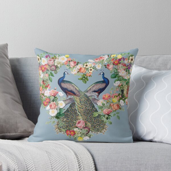 Item preview, Indian Peacock, Peafowl Surrounded By Beautiful Flowers Heart Shape designed and sold by TrulyEpoque.