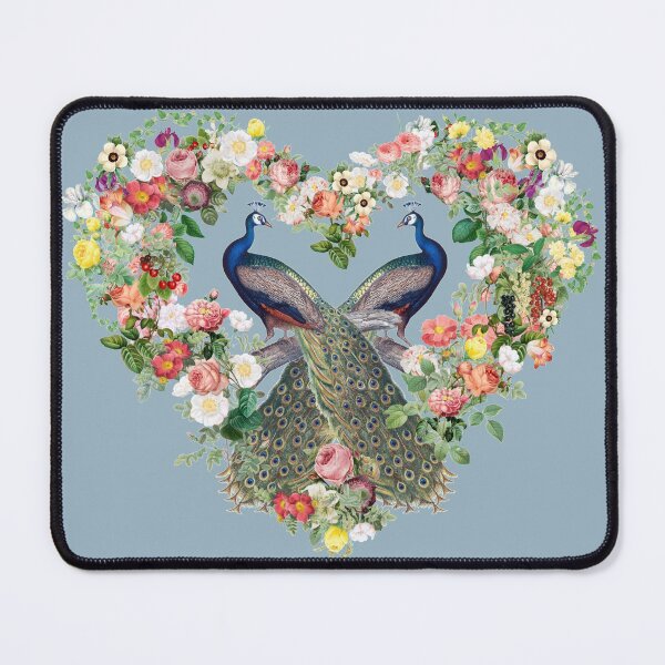 Item preview, Indian Peacock, Peafowl Surrounded By Beautiful Flowers Heart Shape designed and sold by TrulyEpoque.