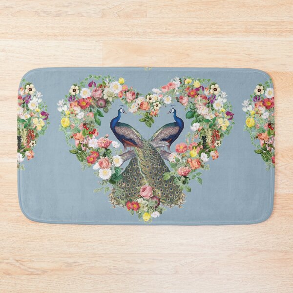 Item preview, Indian Peacock, Peafowl Surrounded By Beautiful Flowers Heart Shape designed and sold by TrulyEpoque.