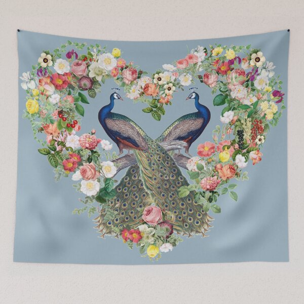 Item preview, Indian Peacock, Peafowl Surrounded By Beautiful Flowers Heart Shape designed and sold by TrulyEpoque.