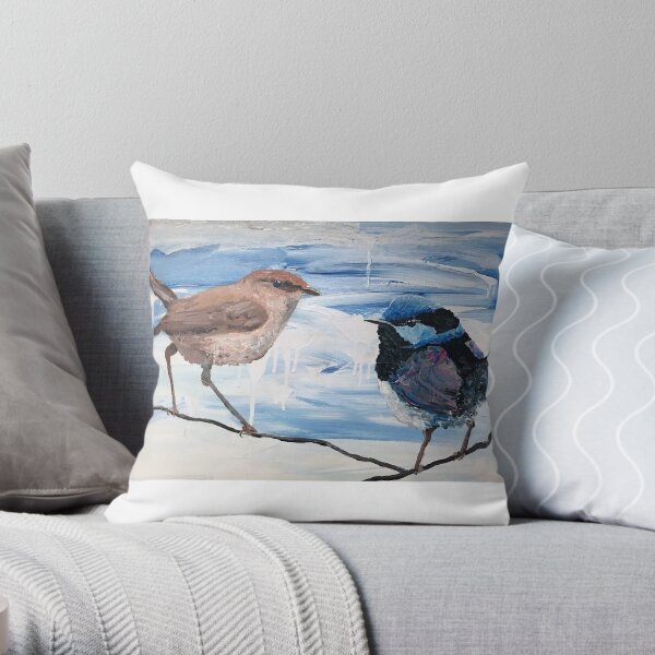 Wren and Husband Throw Pillow