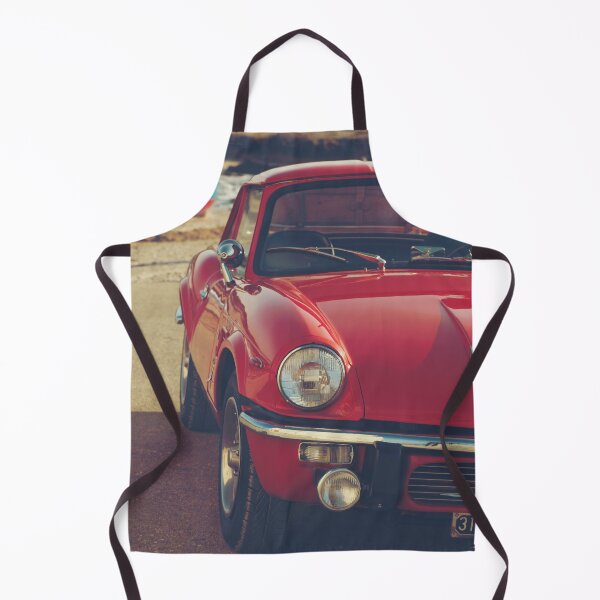 Item preview, Red supercar and a boat, photography of a Triumph Spitfire by the sea, english sports car fine art, old auto, Italy, puglia designed and sold by Spallutos.