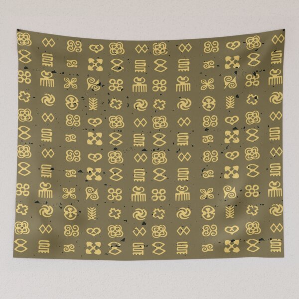 Item preview, Ghana West Africa Adinkra Textile Art Pattern Beige designed and sold by BlackArt Cafe.