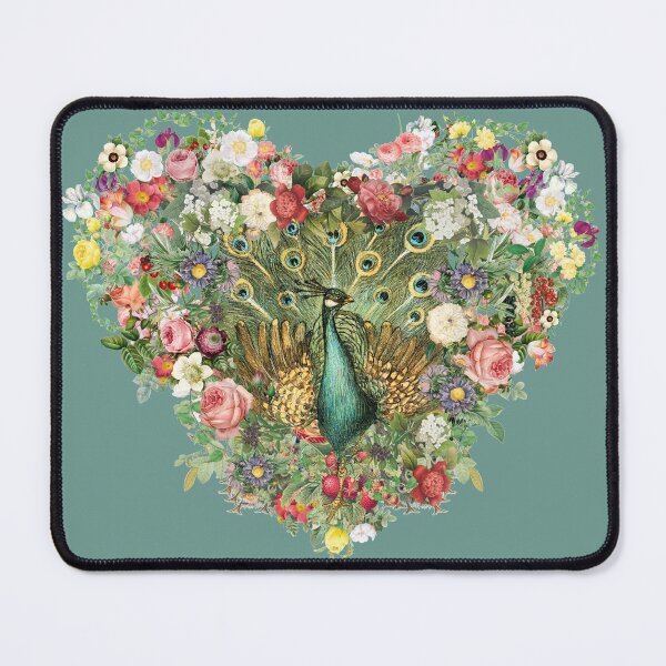 Item preview, Vintage Indian Peafowl Surrounded By Beautiful Flowers Heart Shape designed and sold by TrulyEpoque.