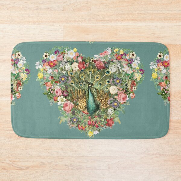 Item preview, Vintage Indian Peafowl Surrounded By Beautiful Flowers Heart Shape designed and sold by TrulyEpoque.