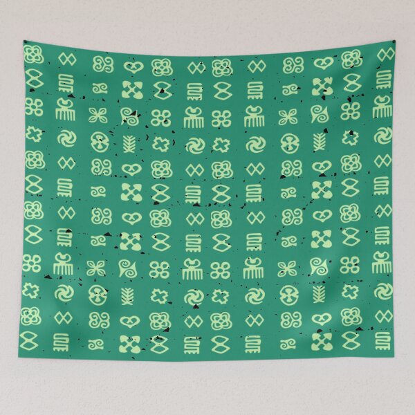 Item preview, Adinkra West Africa Ghana Textile Art Pattern Teal Green designed and sold by BlackArt Cafe.