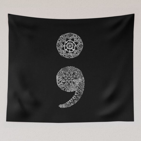 Item preview, Patterned Semicolon: White on Black designed and sold by LegendOfZeldy.
