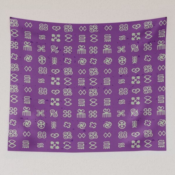 Item preview, Adinkra West African Ghana Textile Art Pattern Purple designed and sold by BlackArt Cafe.