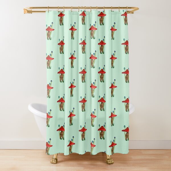 Colored Psychedelic Mushrooms Shower Curtain Funny Butt For Bathroom Bathtub