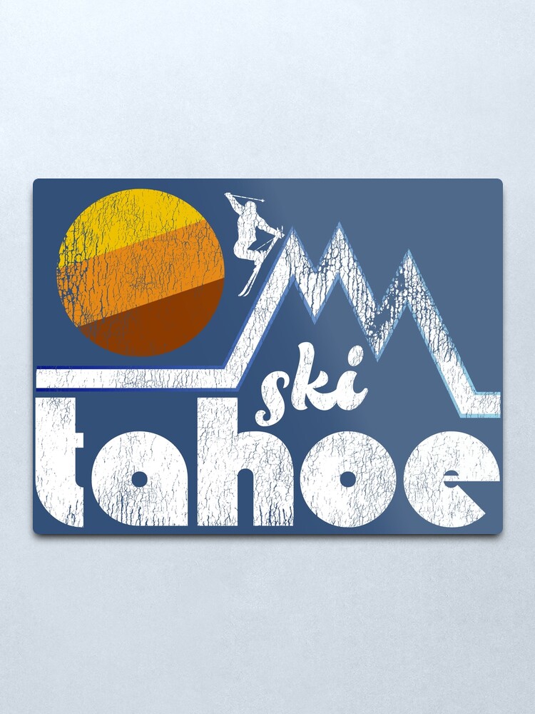 Alternate view of Retro Ski Tahoe Metal Print