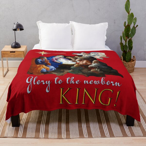 Item preview, Glory to the Newborn King Nativity Scene Religious Christmas (red) designed and sold by Brasilia.