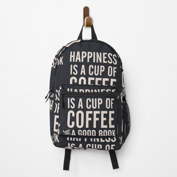 Item preview, Happiness is a cup of coffee and a good book, vintage typography illustration, for libraries, pub, bar designed and sold by Spallutos.