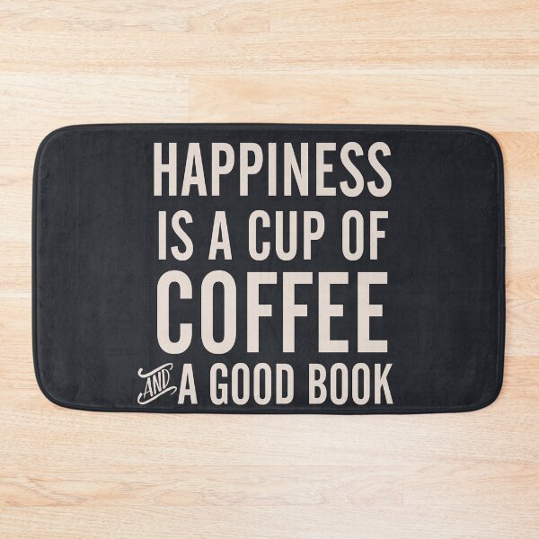 Item preview, Happiness is a cup of coffee and a good book, vintage typography illustration, for libraries, pub, bar designed and sold by Spallutos.