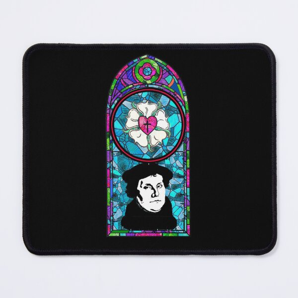 Item preview, Martin Luther Lutheran Symbol Distressed 5 Solas Stained Glass window designed and sold by funnytshirtemp.