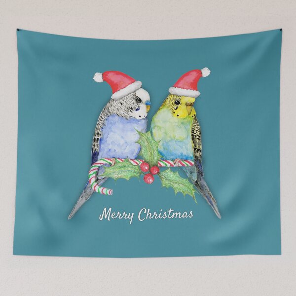 Item preview,   Two cute budgies Christmas style designed and sold by Bwiselizzy.