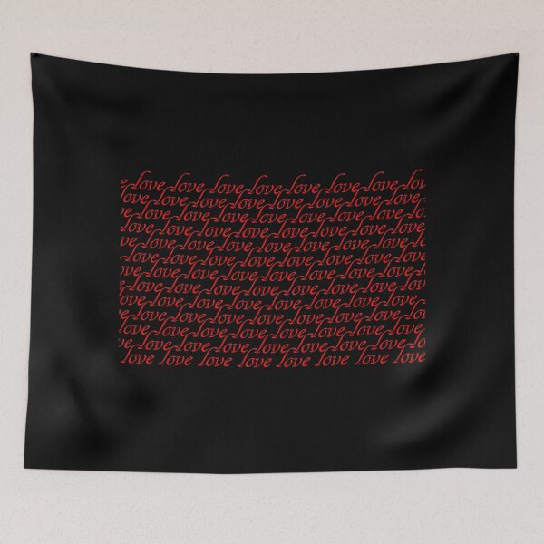 Item preview, seamless print with the inscription love on a black background designed and sold by vilma3000.