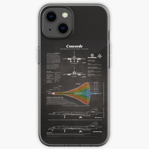 Concorde Supersonic Airliner Blueprint (black) iPhone Soft Case