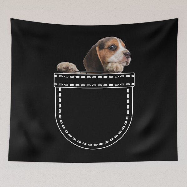 Item preview, Puppy in a pocket. Beagle puppy in a pocket. Funny, cute photo and line drawing pocket designed and sold by JellyBeenzz.