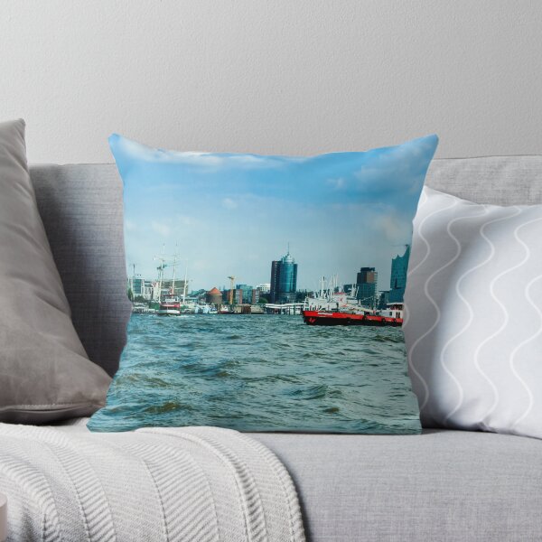 hamburger hafen 01 Throw Pillow