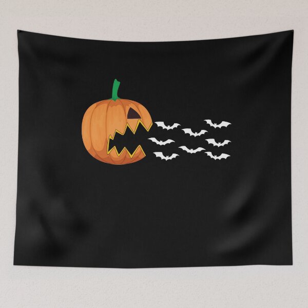 Item preview, Scary Pumpkin chasing bats for Halloween designed and sold by alaechamlal.