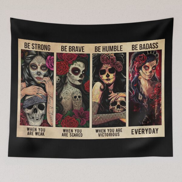 Item preview, Day of the Dead Sugar skull women be strong brave humble badass  designed and sold by jazzloud.