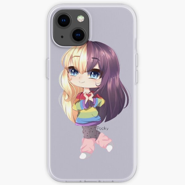 Gacha Life - Gacha girl with blond and brown hair and rainbow sweater iPhone Soft Case