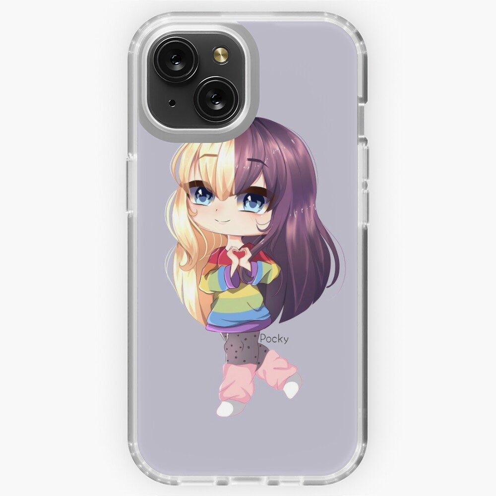 Gacha Life - Gacha girl with blond and brown hair and rainbow sweater