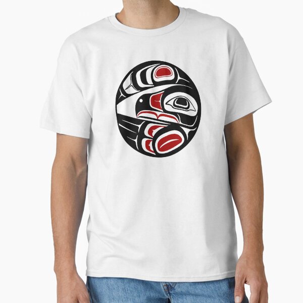 Vista previa del artículo con la obra «Cuervo, Luna, círculo de línea de forma, sol, pájaro, trueno, águila, cuervo, haida, salish», diseñado y vendido por cascadiadesigns.