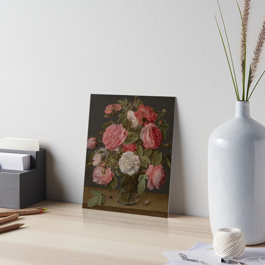 "Jacob van Hulsdonck Roses in a Glass Vase" Art Board Print for Sale by