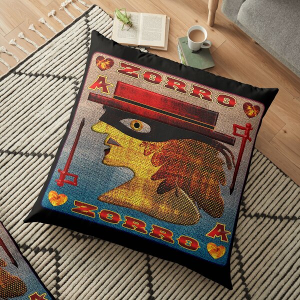 THE LEGEND OF ZORRO - ZORRO ACE OF HEARTS CARD - ZORRO GAMER CARD - GAMER CARD - HALLOWEEN PARTY - CHRISTMAS PARTY. Floor Pillow