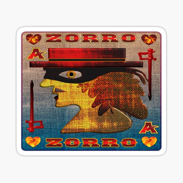THE LEGEND OF ZORRO - ZORRO ACE OF HEARTS CARD - ZORRO GAMER CARD - GAMER CARD - HALLOWEEN PARTY - CHRISTMAS PARTY. Sticker