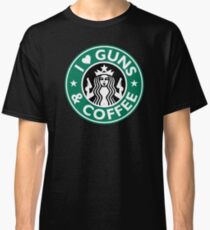 I Love GUNS AND COFFEE Shirt Funny Gun T-Shirt Classic T-Shirt