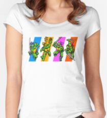 TMNT Turtles in Time Characters Women's Fitted Scoop T-Shirt