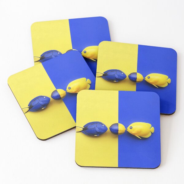 Item preview, Dark Blue surgeon fish and yellow angel fish  designed and sold by orangerinka.
