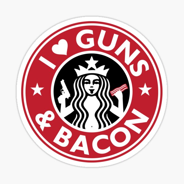 I Love GUNS AND BACON Shirt Funny Gun T-Shirt Sticker