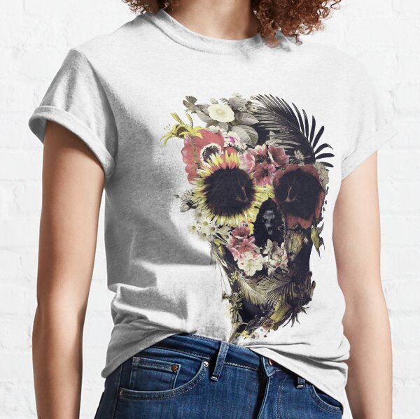 Top&Tee Skull Lover Skull Style Store-Skull-04 Skull Hippie Classic T-Shirt Skull Tshirt Sunflower Tshirt Gift For Friends