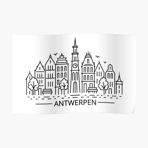 "Antwerpen line art" Poster for Sale by ziryna Redbubble