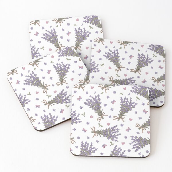 Item preview, Abstract Vintage Lavender Flowers, Hearts, Butterflies Pattern. Cute Wild Purple Lavender Floral Botanical Garden Print designed and sold by silviaol.
