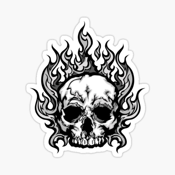 flaming skull Sticker