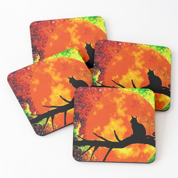 Item preview, BLACK CAT FIRE HARVEST MOON BLACK TREE designed and sold by Overthetopsm.