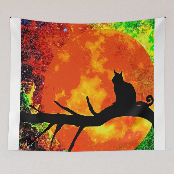 Item preview, BLACK CAT FIRE HARVEST MOON BLACK TREE designed and sold by Overthetopsm.