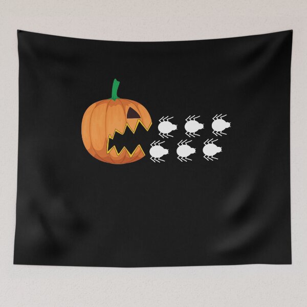 Item preview, Scary Pumpkin chasing spiders for Halloween designed and sold by alaechamlal.