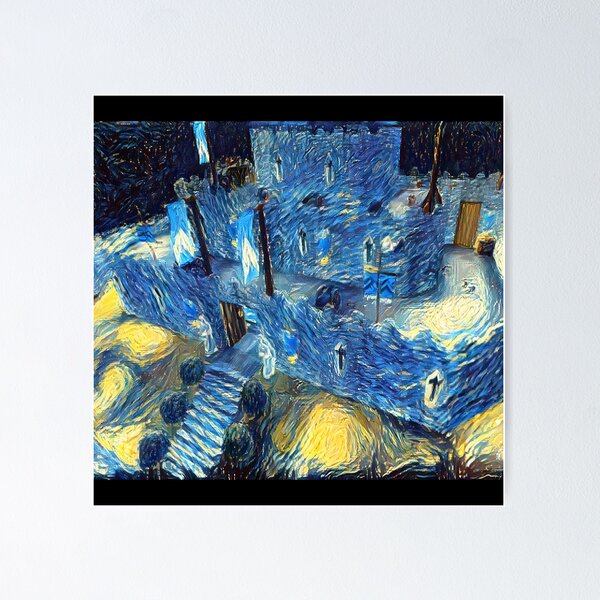 Item preview, OSRS Lumbridge Starry Night Illustration designed and sold by AiGeneratedArt.