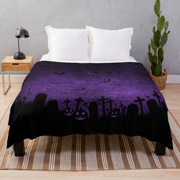 Item preview, Creepy Grunge Purple and Black Halloween Graveyard Scene designed and sold by Creepyhollow.