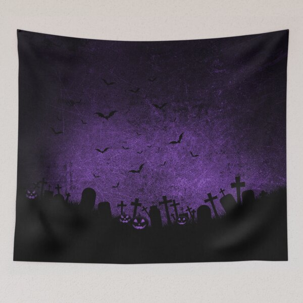 Item preview, Creepy Grunge Purple and Black Halloween Graveyard Scene designed and sold by Creepyhollow.