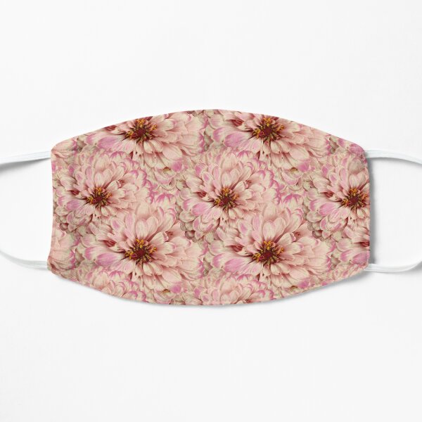 Zinnia Garden No. 11, Antique Pink and Cream Flower Garden Mix Flat Mask