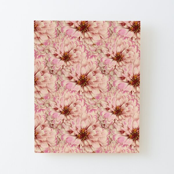 Zinnia Garden No. 11, Antique Pink and Cream Flower Garden Mix Wood Mounted Print