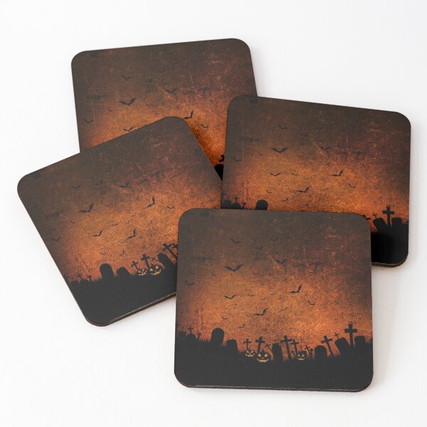 Item preview, Creepy Grunge Orange and Black Halloween Graveyard Scene designed and sold by Creepyhollow.